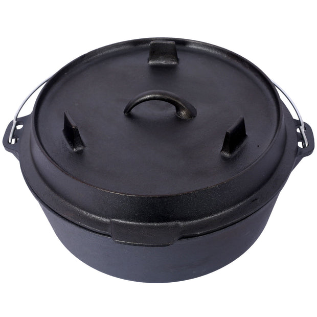 Cast iron Dutch oven with lid, outdoor camping deep pot, used for camping, cooking, barbecue and leg rest, 4.5 quarts - Follow yourDream