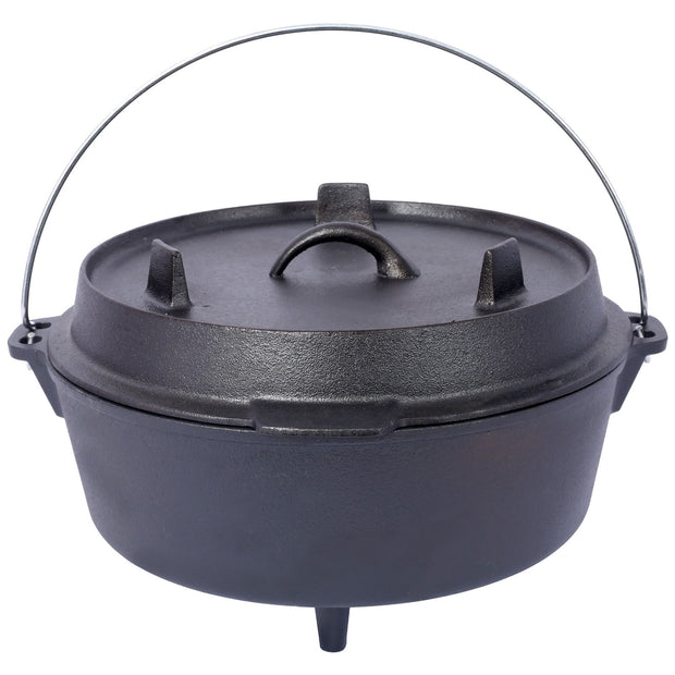 Cast iron Dutch oven with lid, outdoor camping deep pot, used for camping, cooking, barbecue and leg rest, 4.5 quarts - Follow yourDream