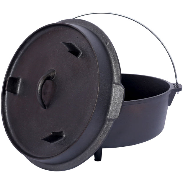Cast iron Dutch oven with lid, outdoor camping deep pot, used for camping, cooking, barbecue and leg rest, 4.5 quarts - Follow yourDream