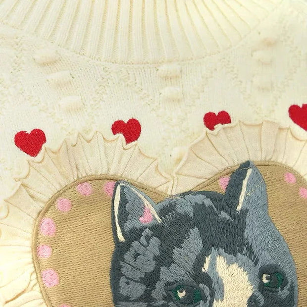 Cat Heart Jacquard Knit Sweater Pullover Women Spring Long Sleeve O-neck Tops Knitwear Stylish Fashion Chic Ladies Jumpers - Follow yourDream