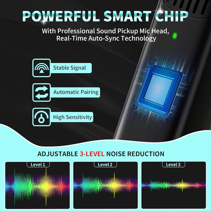 Charging case wireless lavalier microphone 1-to-2 live broadcast 2.4G noise cancelling microphone - Follow yourDream