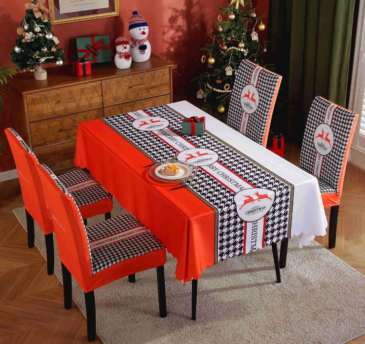 Christmas Chair Cover Digital Printed Tablecloth Chair Cover Waterproof And Oil Proof Christmas Tablecloth Christmas Chair Cover - Follow yourDream