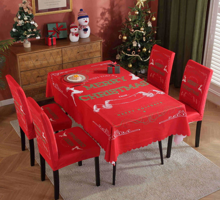 Christmas Chair Cover Digital Printed Tablecloth Chair Cover Waterproof And Oil Proof Christmas Tablecloth Christmas Chair Cover - Follow yourDream