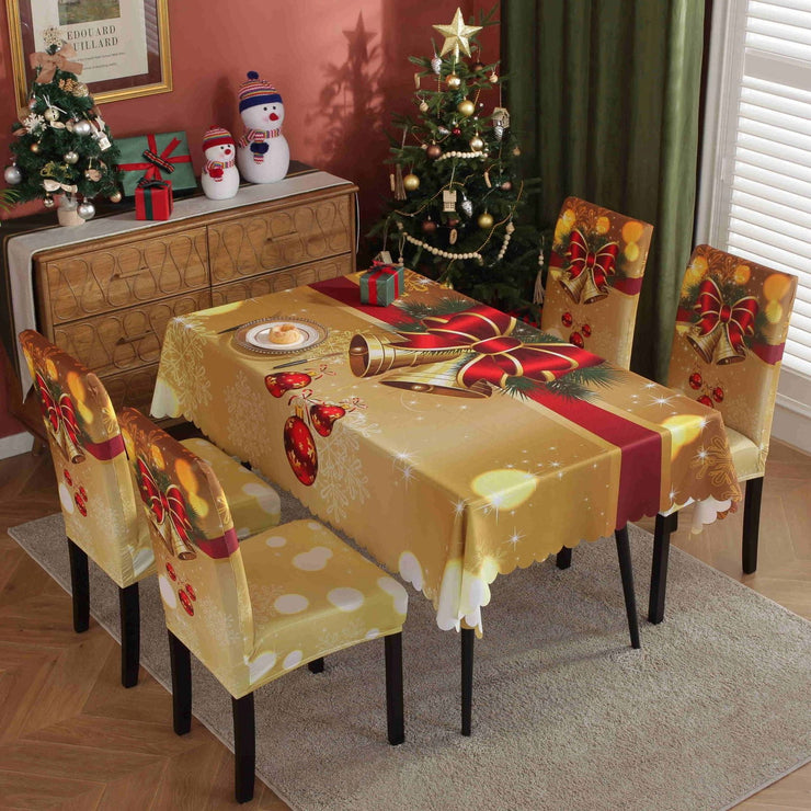 Christmas Chair Cover Digital Printed Tablecloth Chair Cover Waterproof And Oil Proof Christmas Tablecloth Christmas Chair Cover - Follow yourDream