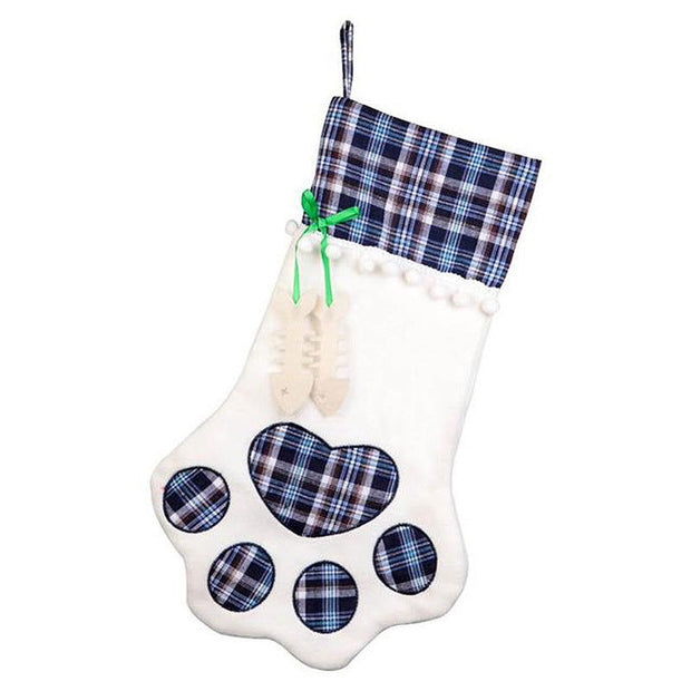 Christmas Decoration Supplies Christmas Socks Gift Bags Dog Paws Christmas Socks Gingham Bone Socks - Follow yourDream