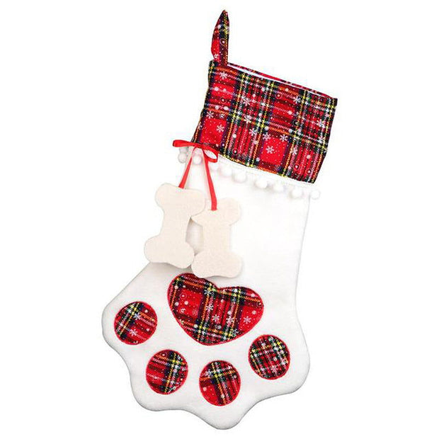 Christmas Decoration Supplies Christmas Socks Gift Bags Dog Paws Christmas Socks Gingham Bone Socks - Follow yourDream