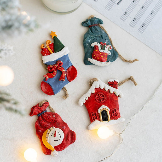 Christmas Decorations, Christmas Resin Small Pendants, Christmas Socks Gift Pack, House Pendants, Christmas Snowman Pendants - Follow yourDream
