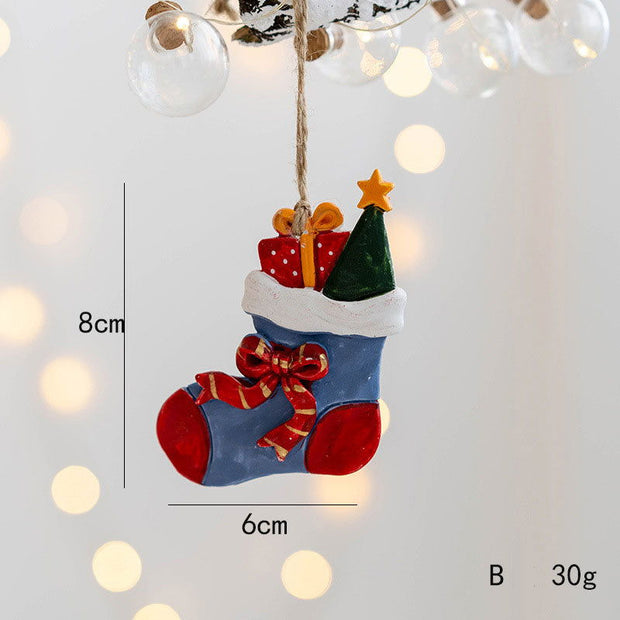 Christmas Decorations, Christmas Resin Small Pendants, Christmas Socks Gift Pack, House Pendants, Christmas Snowman Pendants - Follow yourDream