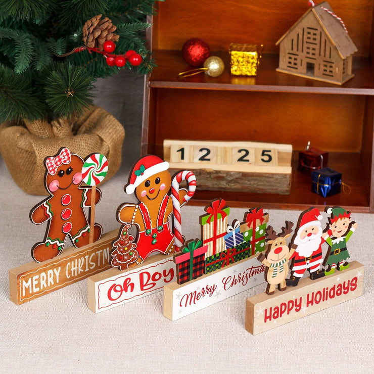 Christmas Decorations Desktop Table Gingerbread Man Biscuit Man Wooden Decorations Christmas Wooden Decorations - Follow yourDream