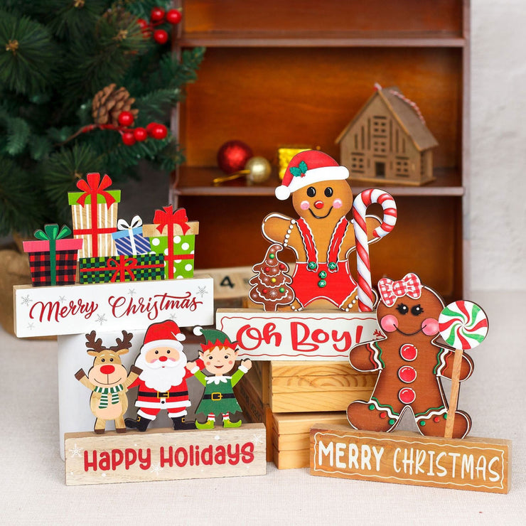 Christmas Decorations Desktop Table Gingerbread Man Biscuit Man Wooden Decorations Christmas Wooden Decorations - Follow yourDream