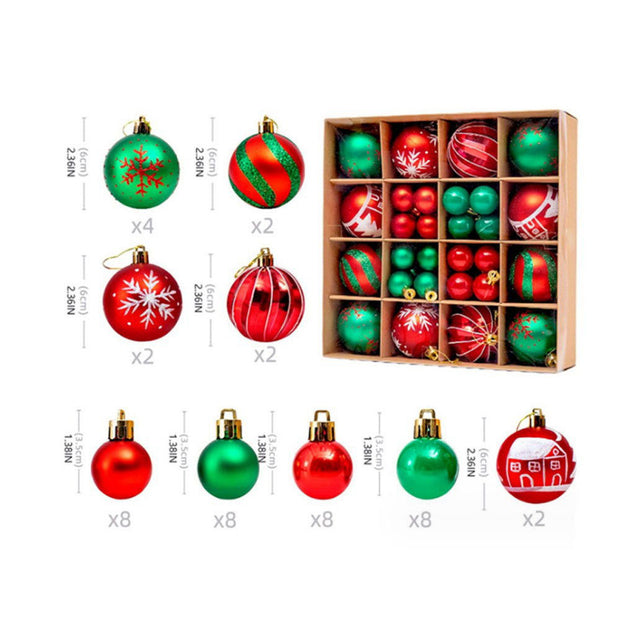 Christmas decoration 6cm electroplated plastic ball shaped painted Christmas ball gift Christmas tree pendant - Follow yourDream