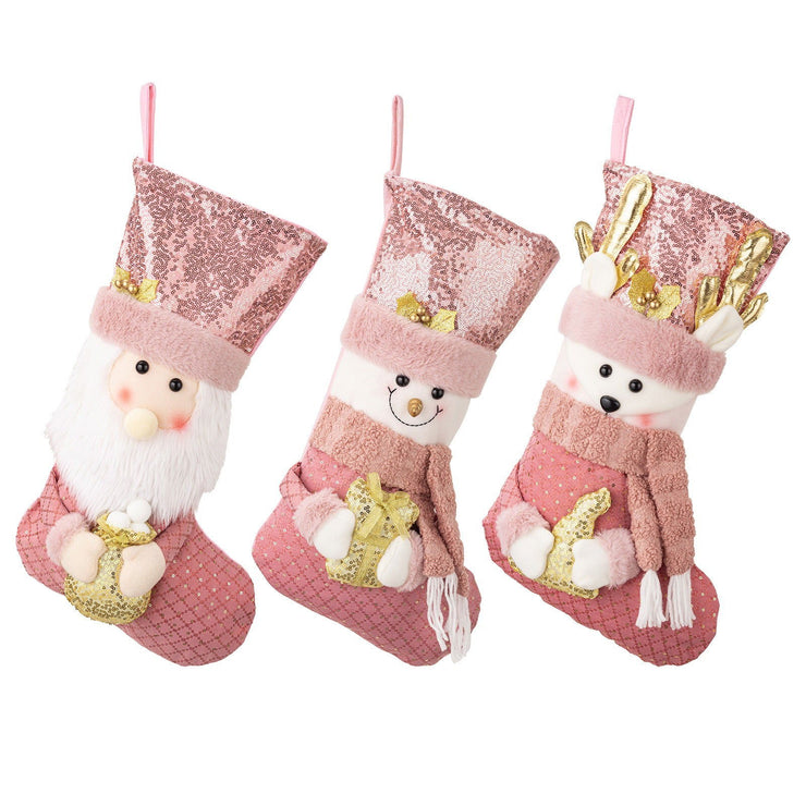 Christmas decoration Christmas pink sequins Christmas socks gift socks - Follow yourDream