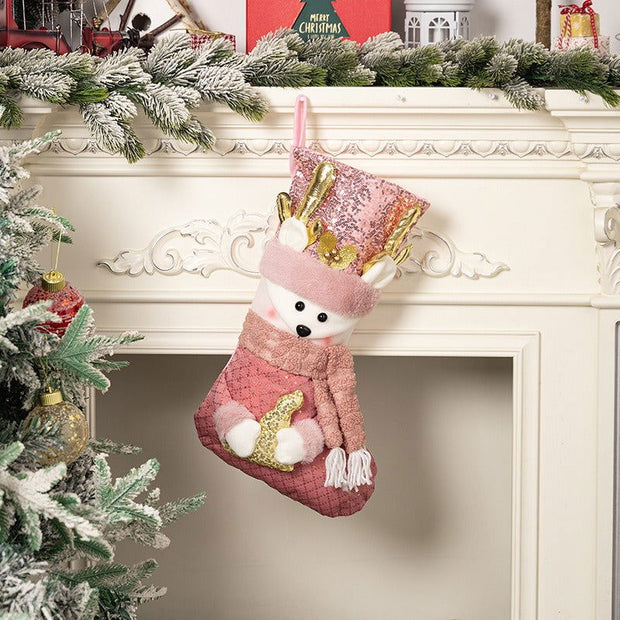 Christmas decoration Christmas pink sequins Christmas socks gift socks - Follow yourDream