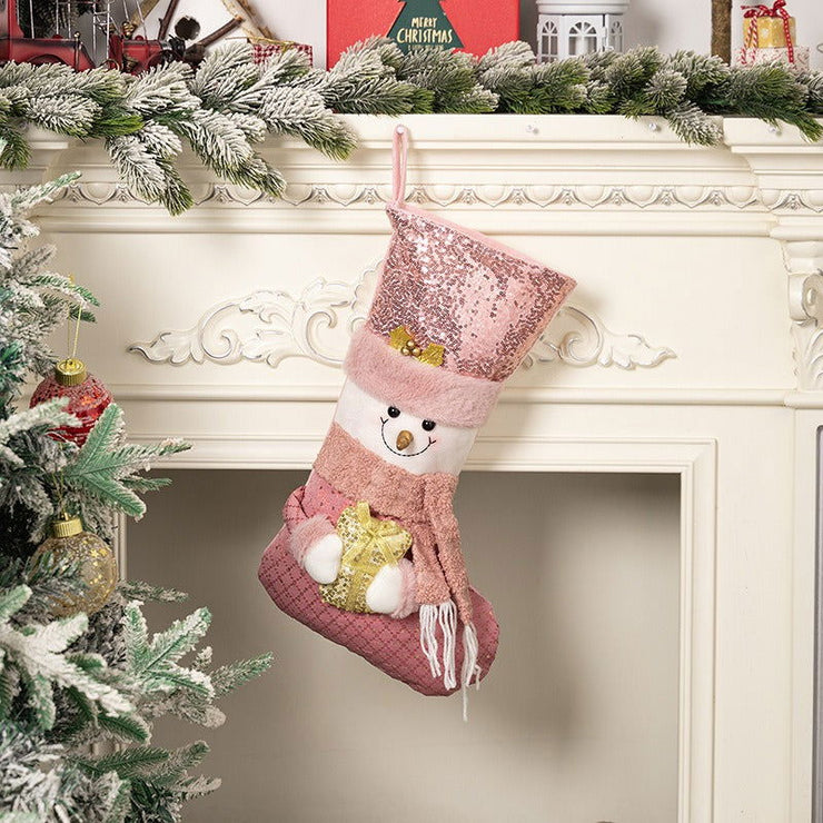 Christmas decoration Christmas pink sequins Christmas socks gift socks - Follow yourDream