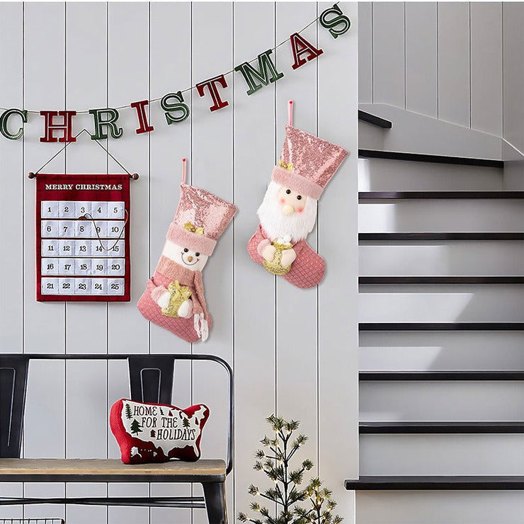 Christmas decoration Christmas pink sequins Christmas socks gift socks - Follow yourDream