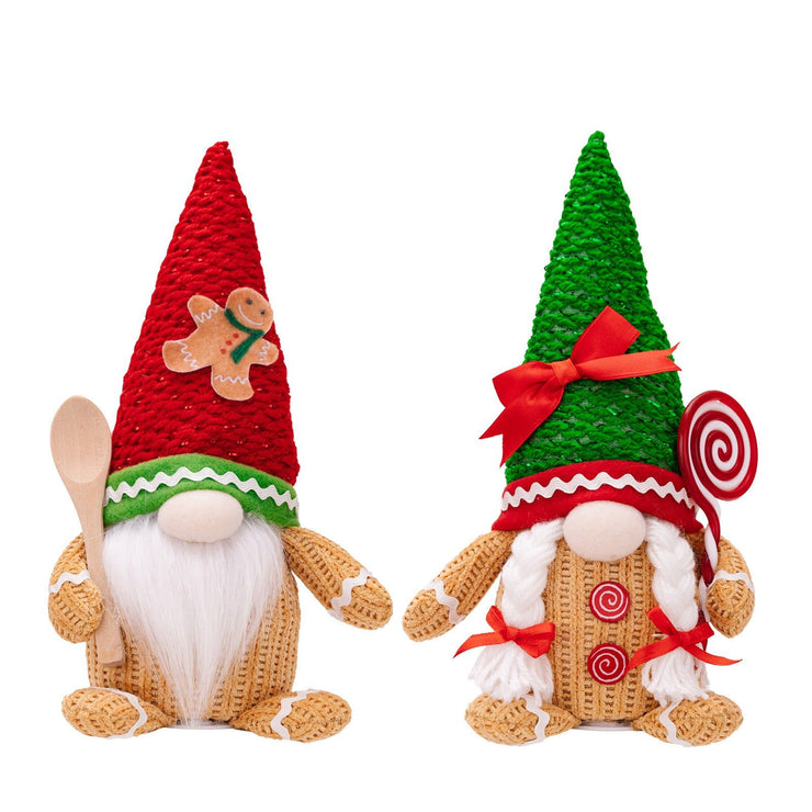 Christmas decoration gingerbread figurine glowing biscuit figurine red green pointed hat with light figurine - Follow yourDream