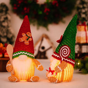 Christmas decoration gingerbread figurine glowing biscuit figurine red green pointed hat with light figurine - Follow yourDream