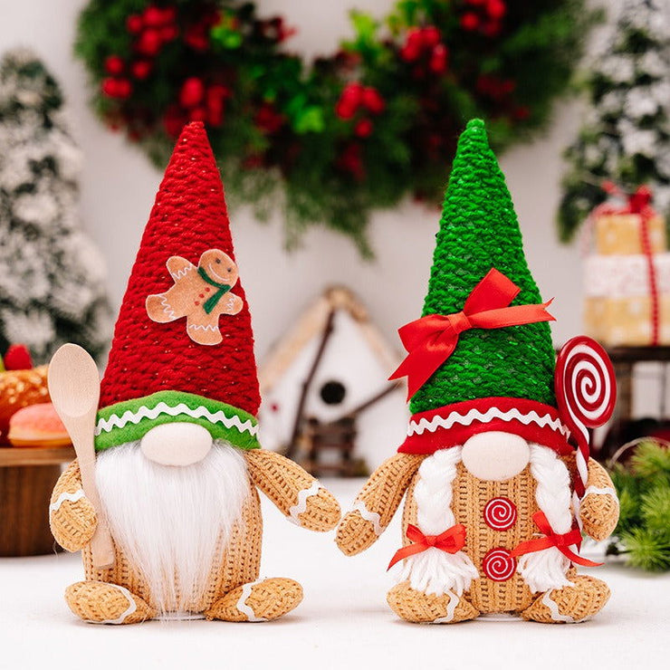 Christmas decoration gingerbread figurine glowing biscuit figurine red green pointed hat with light figurine - Follow yourDream