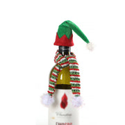 Christmas decoration red wine bag red wine bottle decoration yarn elf hat striped knitted scarf wine bottle cover - Follow yourDream