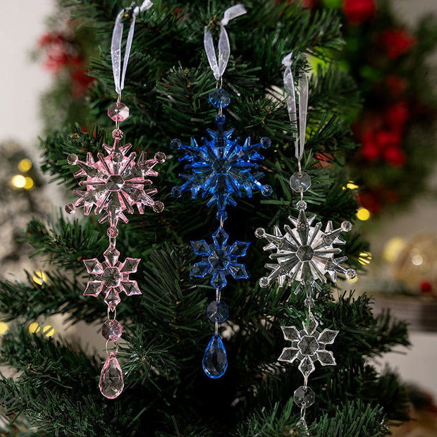 Christmas decoration supplies acrylic transparent snowflake pendant colorful ice cream hanging water droplet pendant - Follow yourDream