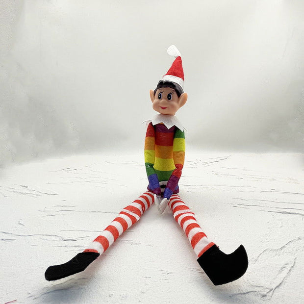 Christmas decorations Christmas elf long legs Christmas ornaments rainbow color sitting Christmas bookshelf elf ornaments - Follow yourDream