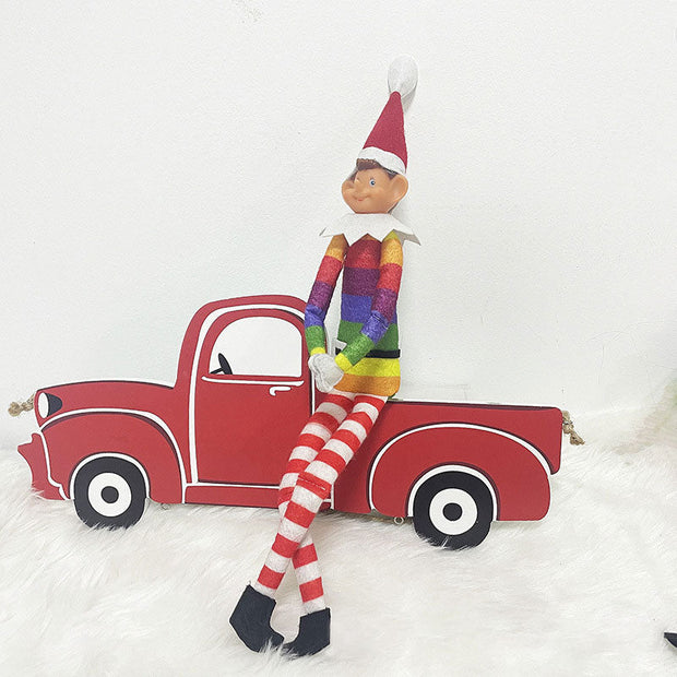 Christmas decorations Christmas elf long legs Christmas ornaments rainbow color sitting Christmas bookshelf elf ornaments - Follow yourDream