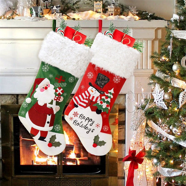 Christmas decorations Christmas pendants Christmas socks Santa Claus snowman velvet socks Christmas socks gift bags - Follow yourDream