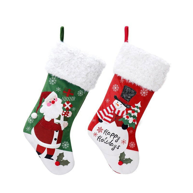 Christmas decorations Christmas pendants Christmas socks Santa Claus snowman velvet socks Christmas socks gift bags - Follow yourDream