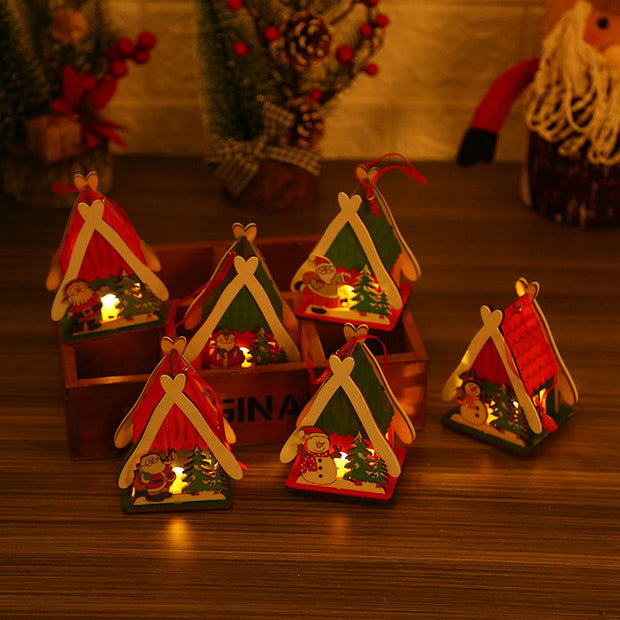 Christmas decorations, Christmas wooden houses, toys, colorful wooden houses, Christmas glowing gifts, Christmas wooden houses - Follow yourDream