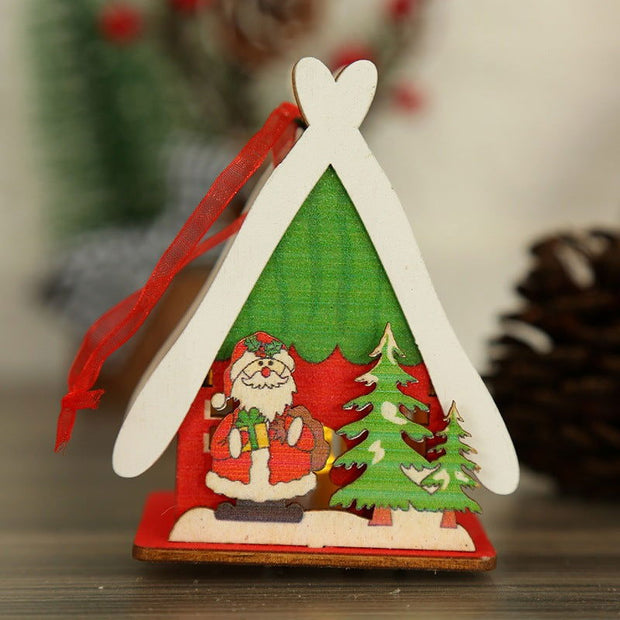 Christmas decorations, Christmas wooden houses, toys, colorful wooden houses, Christmas glowing gifts, Christmas wooden houses - Follow yourDream