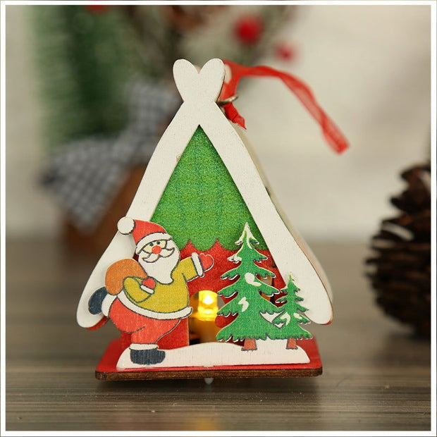 Christmas decorations, Christmas wooden houses, toys, colorful wooden houses, Christmas glowing gifts, Christmas wooden houses - Follow yourDream