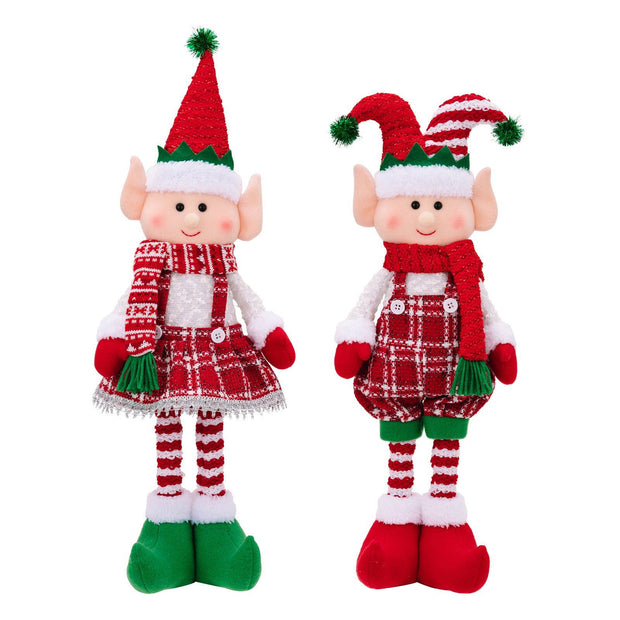 Christmas decorations doll ornaments red and green elf retractable dolls - Follow yourDream