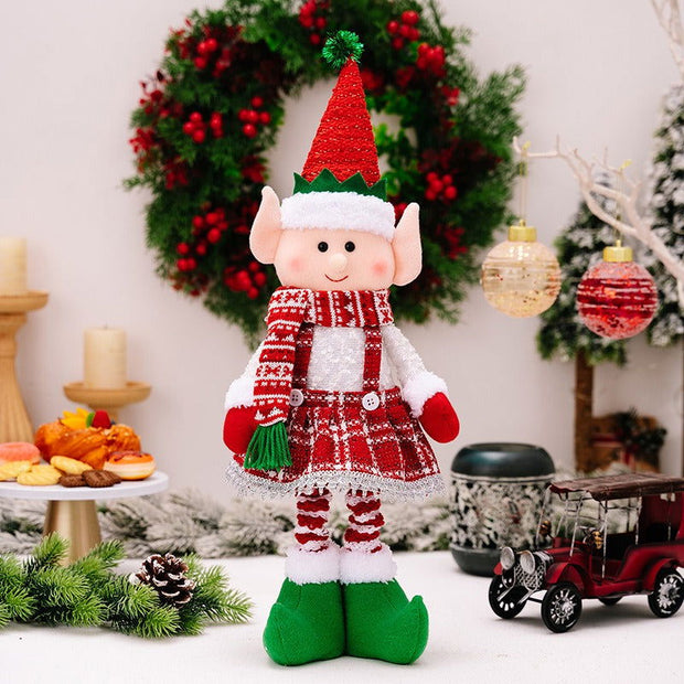 Christmas decorations doll ornaments red and green elf retractable dolls - Follow yourDream