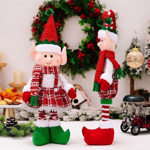 Christmas decorations doll ornaments red and green elf retractable dolls - Follow yourDream