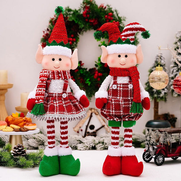 Christmas decorations doll ornaments red and green elf retractable dolls - Follow yourDream