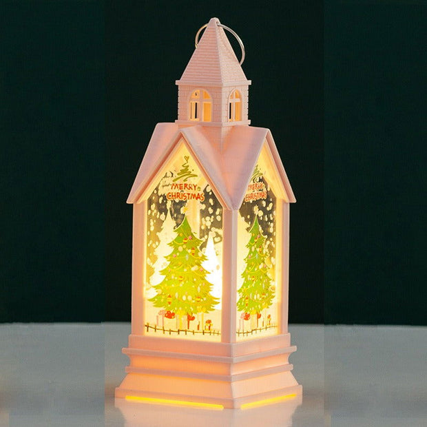 Christmas decorations hand-held wind lanterns vintage castle night lights gifts illuminated desktop ornaments - Follow yourDream