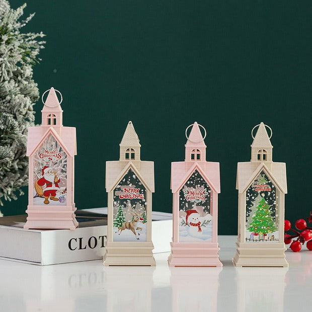 Christmas decorations hand-held wind lanterns vintage castle night lights gifts illuminated desktop ornaments - Follow yourDream