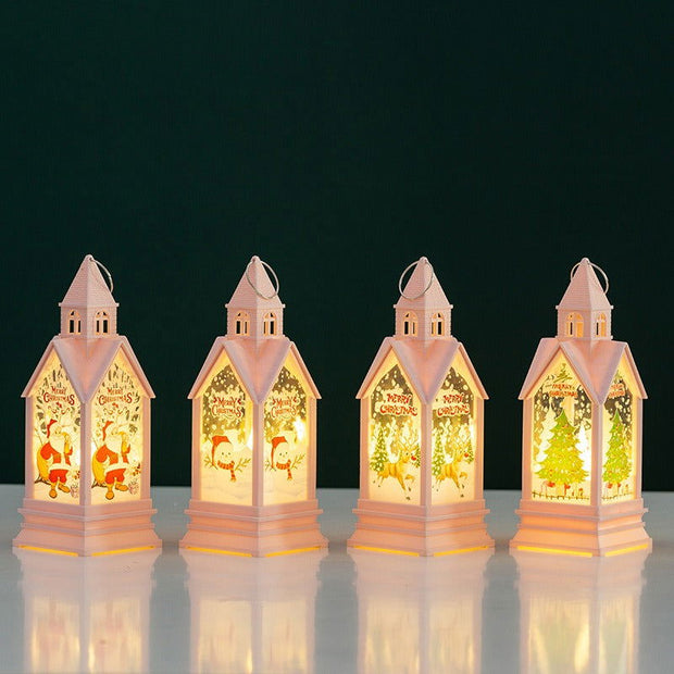 Christmas decorations hand-held wind lanterns vintage castle night lights gifts illuminated desktop ornaments - Follow yourDream
