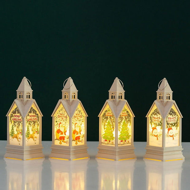Christmas decorations hand-held wind lanterns vintage castle night lights gifts illuminated desktop ornaments - Follow yourDream