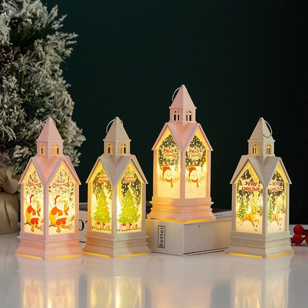 Christmas decorations hand-held wind lanterns vintage castle night lights gifts illuminated desktop ornaments - Follow yourDream