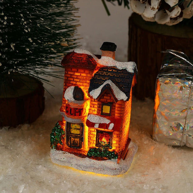 Christmas decorations resin Christmas small house micro landscape glowing snow house ornaments Christmas gifts - Follow yourDream