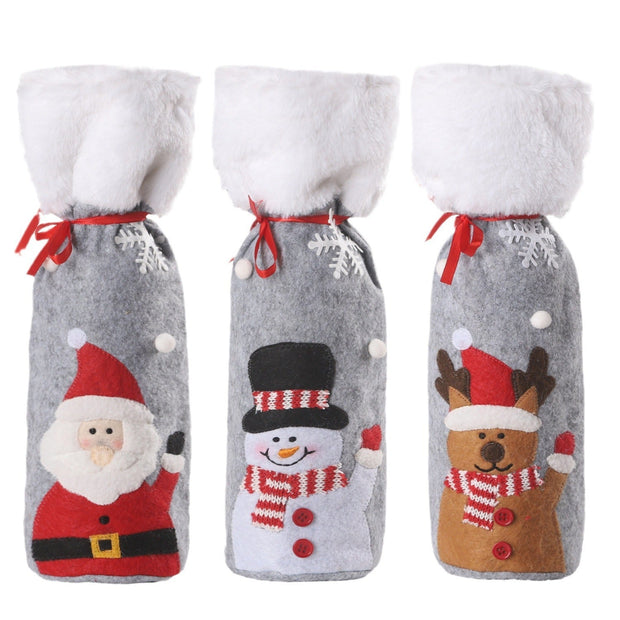 Christmas decorations snowmen red wine bags belts elderly stickers Christmas wine bottle covers - Follow yourDream