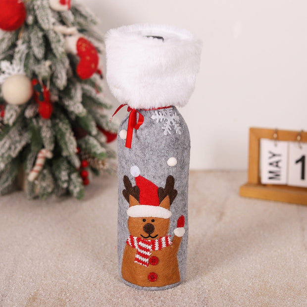 Christmas decorations snowmen red wine bags belts elderly stickers Christmas wine bottle covers - Follow yourDream