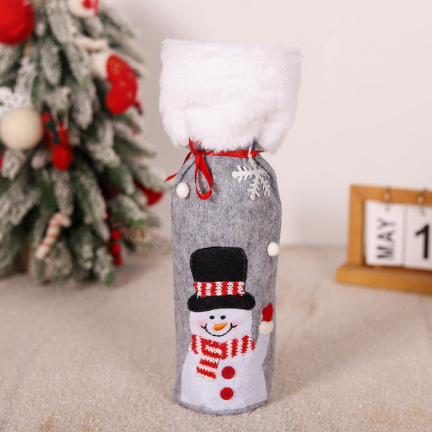 Christmas decorations snowmen red wine bags belts elderly stickers Christmas wine bottle covers - Follow yourDream
