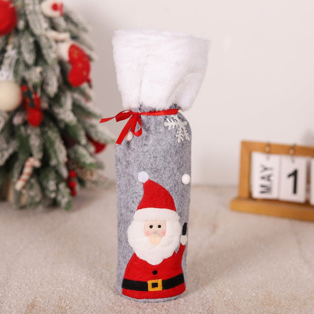 Christmas decorations snowmen red wine bags belts elderly stickers Christmas wine bottle covers - Follow yourDream