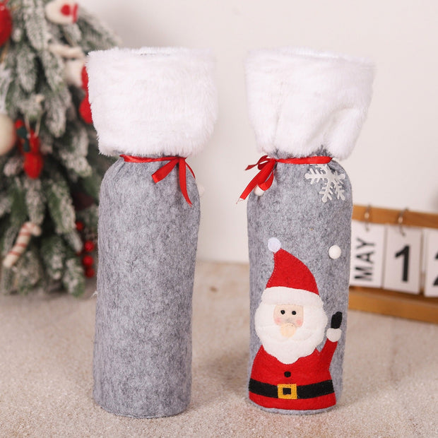 Christmas decorations snowmen red wine bags belts elderly stickers Christmas wine bottle covers - Follow yourDream