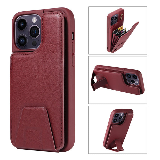 Suitable for Apple 15 phone case 13promax stand phone case adhesive leather anti drop 12 accordion card insertion phone case