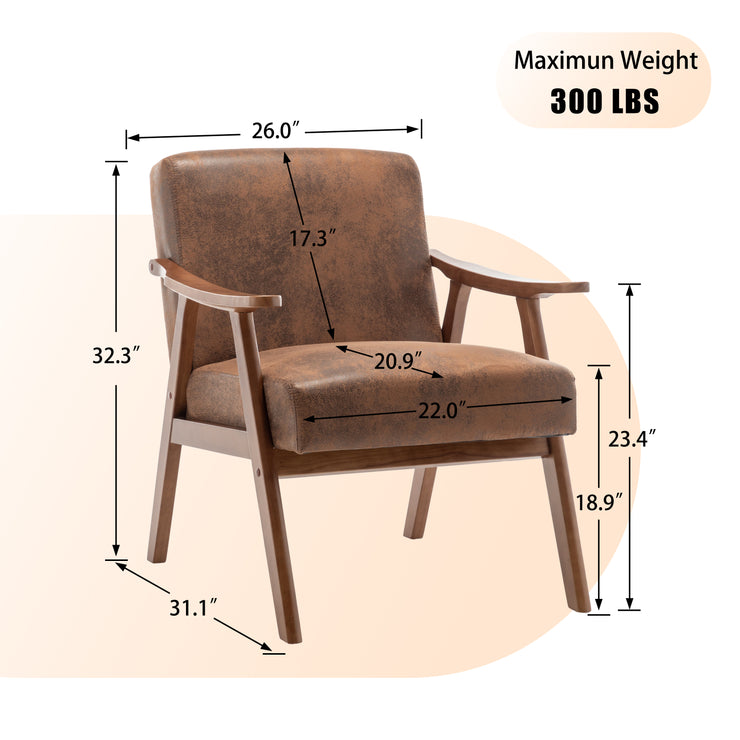 Medieval modern chair, solid wood frame living room chair, accent chair with ultra thick backrest