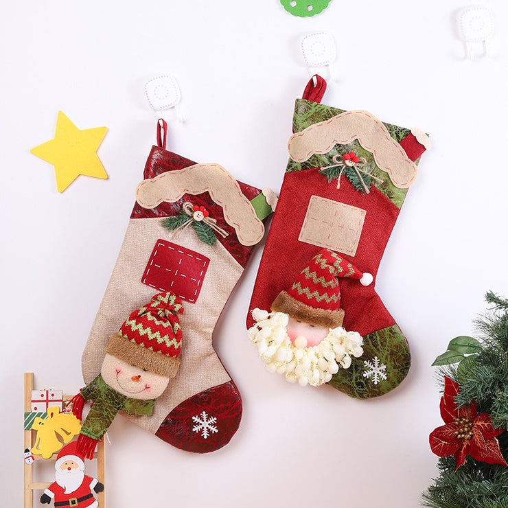 New Large Christmas Socks Candy Bag Pendant House Socks Christmas Decorations Christmas Socks Gift Bag