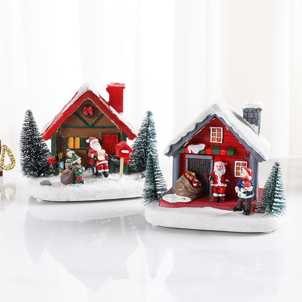 Christmas luminous resin house decoration, hotel shopping mall home scene, Christmas decoration, Christmas small gifts